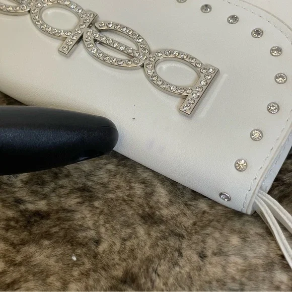 Y2K Bebe White Rhinestone belt bag fanny bag - Picture 13 of 13